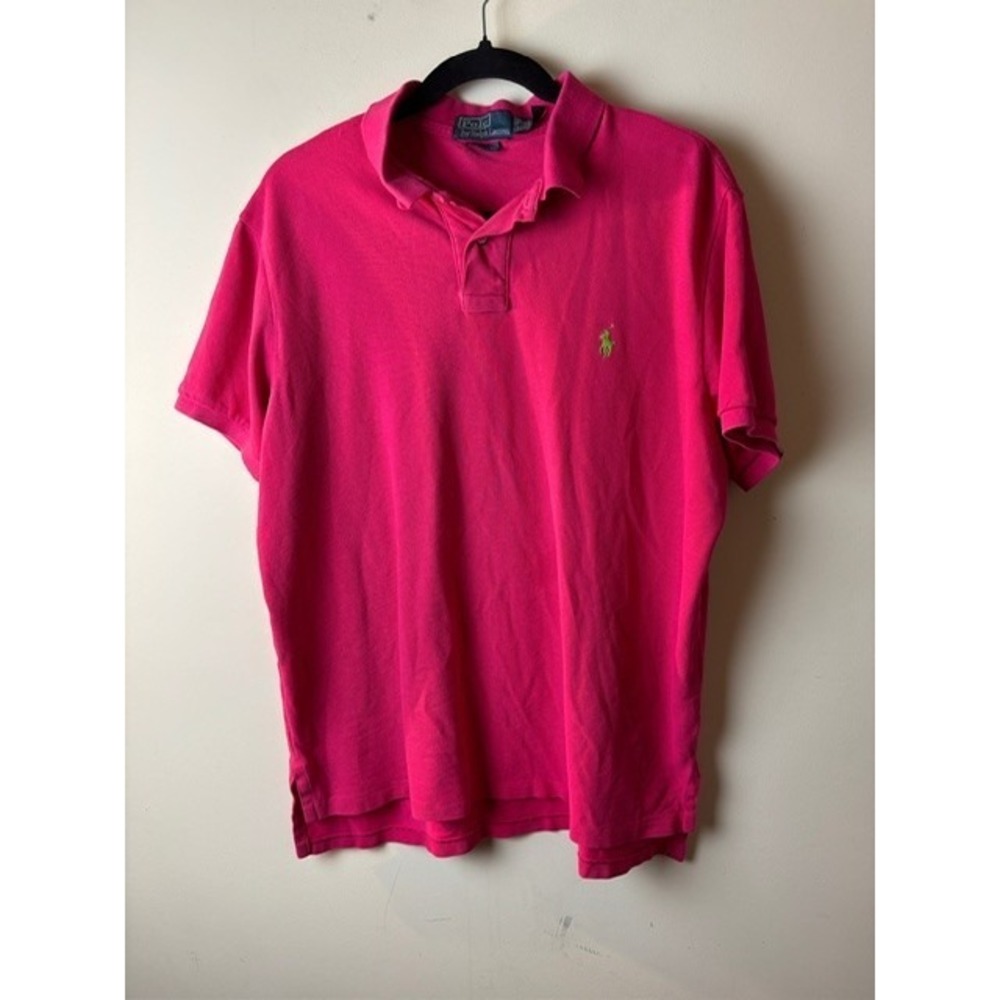 Mens XL Polo Ralph Lauren Custom Fit Polo Shirt Pink Golf Performance Green Pony